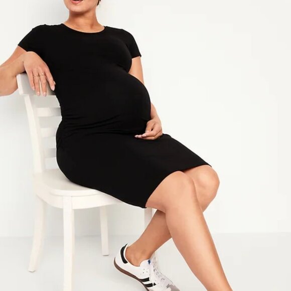 Maternity Short-Sleeve Bodycon Dress Old Navy Black XXL - Picture 4 of 6